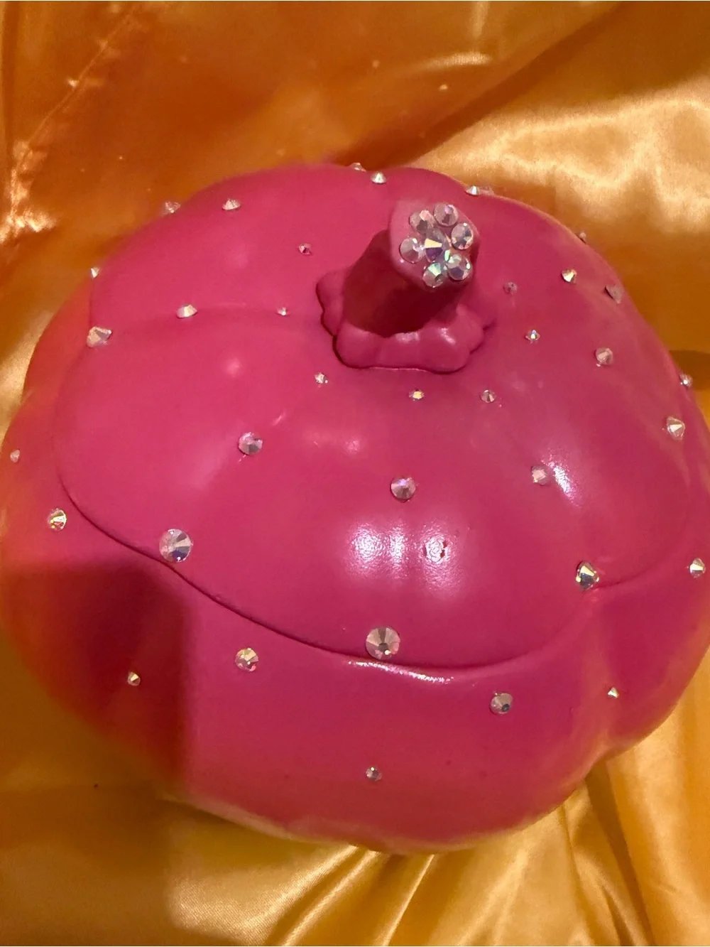 Hand painted Rainbow Ceramic Pumpkin Accent Jar with Rhinestone accents